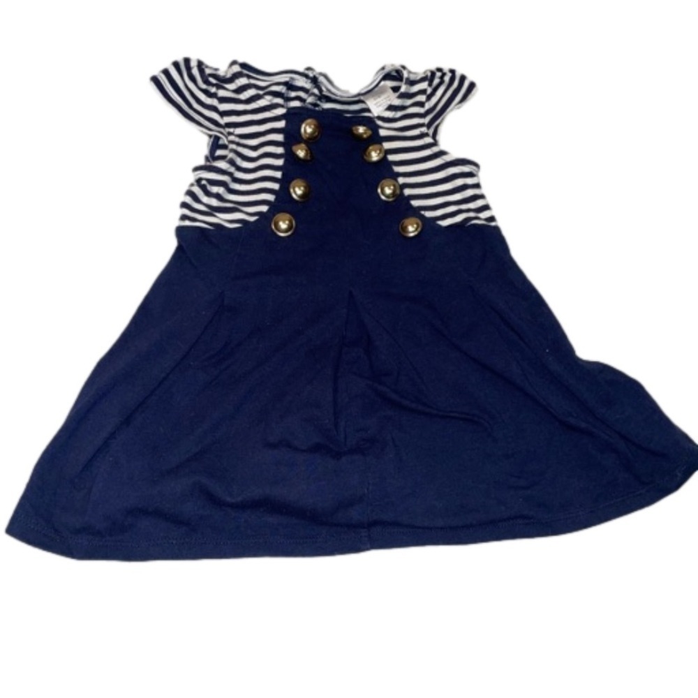 Have your Toddler took Angelic in this Nautical Ocean Ready pleaded Sailor Dress - Picture 2 of 8
